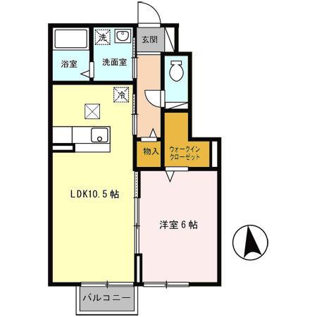 ブランシュールB(1LDK/1階)の間取り写真
