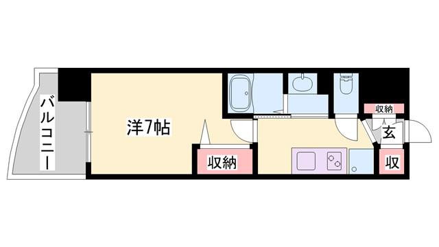 LUXE姫路(1K/7階)の間取り写真