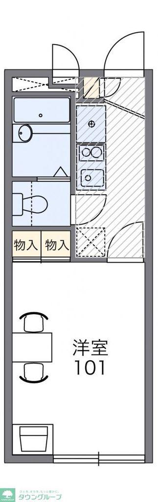 レオパレスグランパルク小柳(1K/1階)の間取り写真