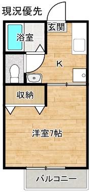 ヴィラージュA(1K/1階)の間取り写真