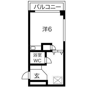 グランピア上汐(ワンルーム/2階)の間取り写真