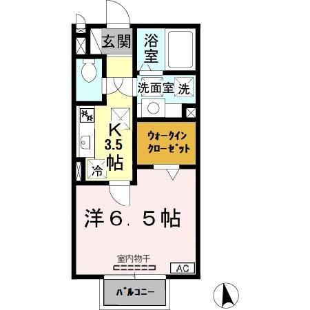 ピノコラ(1K/1階)の間取り写真