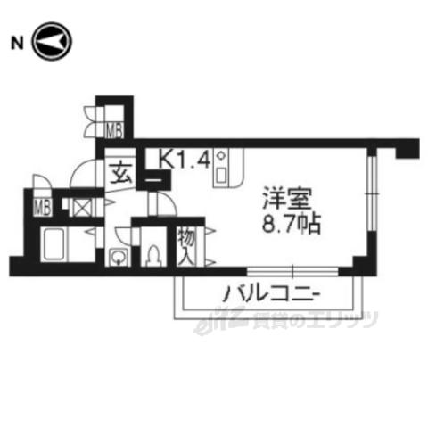 プレサンス京大東(1K/3階)の間取り写真
