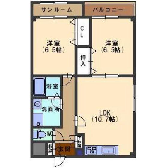 グランヴィア駅西(2LDK/2階)の間取り写真
