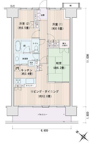エスティメゾン豊洲レジデンスA棟(3LDK/9階)の間取り写真