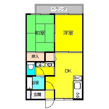 第2美倖荘(2DK/2階)の間取り写真