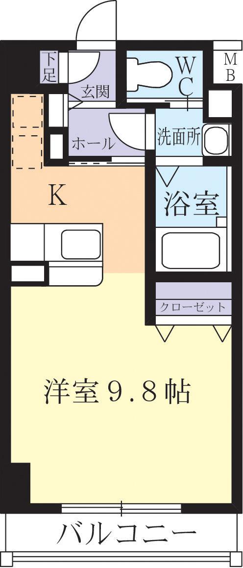 アドヴァンスつくば(1K/6階)の間取り写真