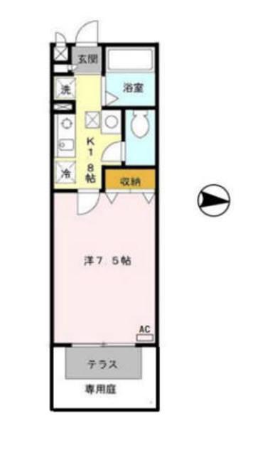 パセオ・きわ(1K/1階)の間取り写真