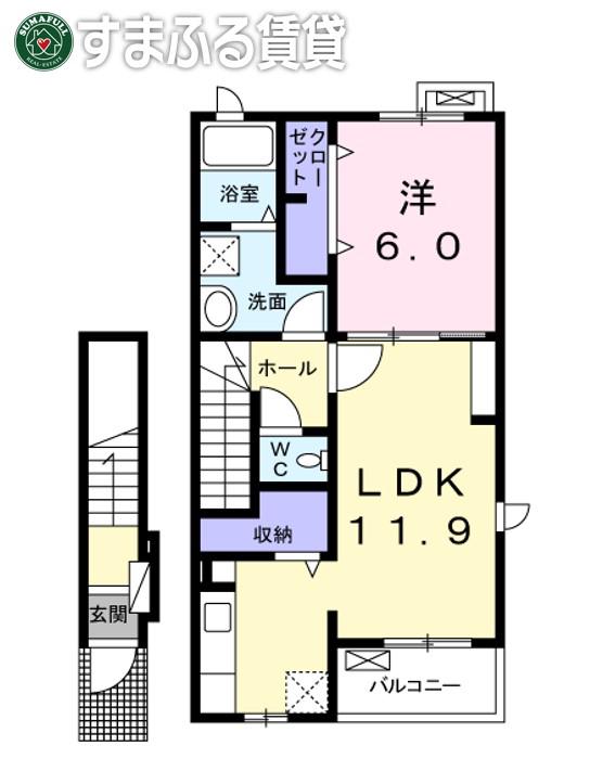 アーバンヒルズ(1LDK/2階)の間取り写真