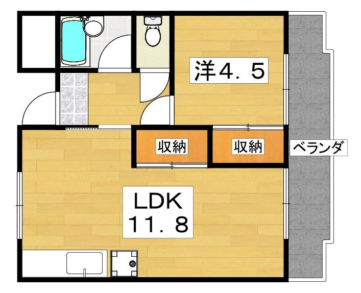 梅が丘ハイツ(1LDK/1階)の間取り写真