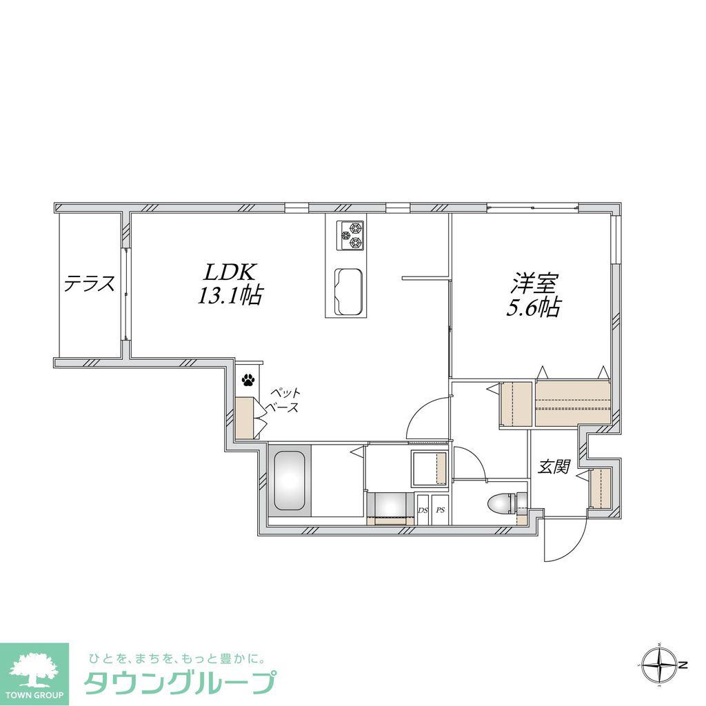 宿河原4丁目メゾン(1LDK/1階)の間取り写真
