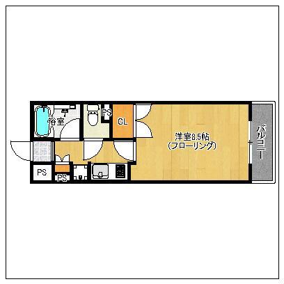 レキシントンスクエア大濠(1K/3階)の間取り写真