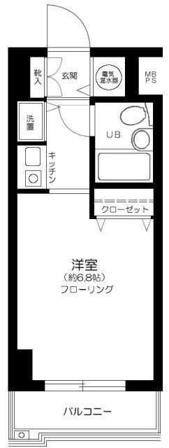 リバティ多摩川(1K/5階)の間取り写真