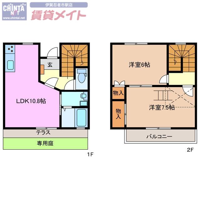 グランディス城東 B棟(2LDK/1階)の間取り写真
