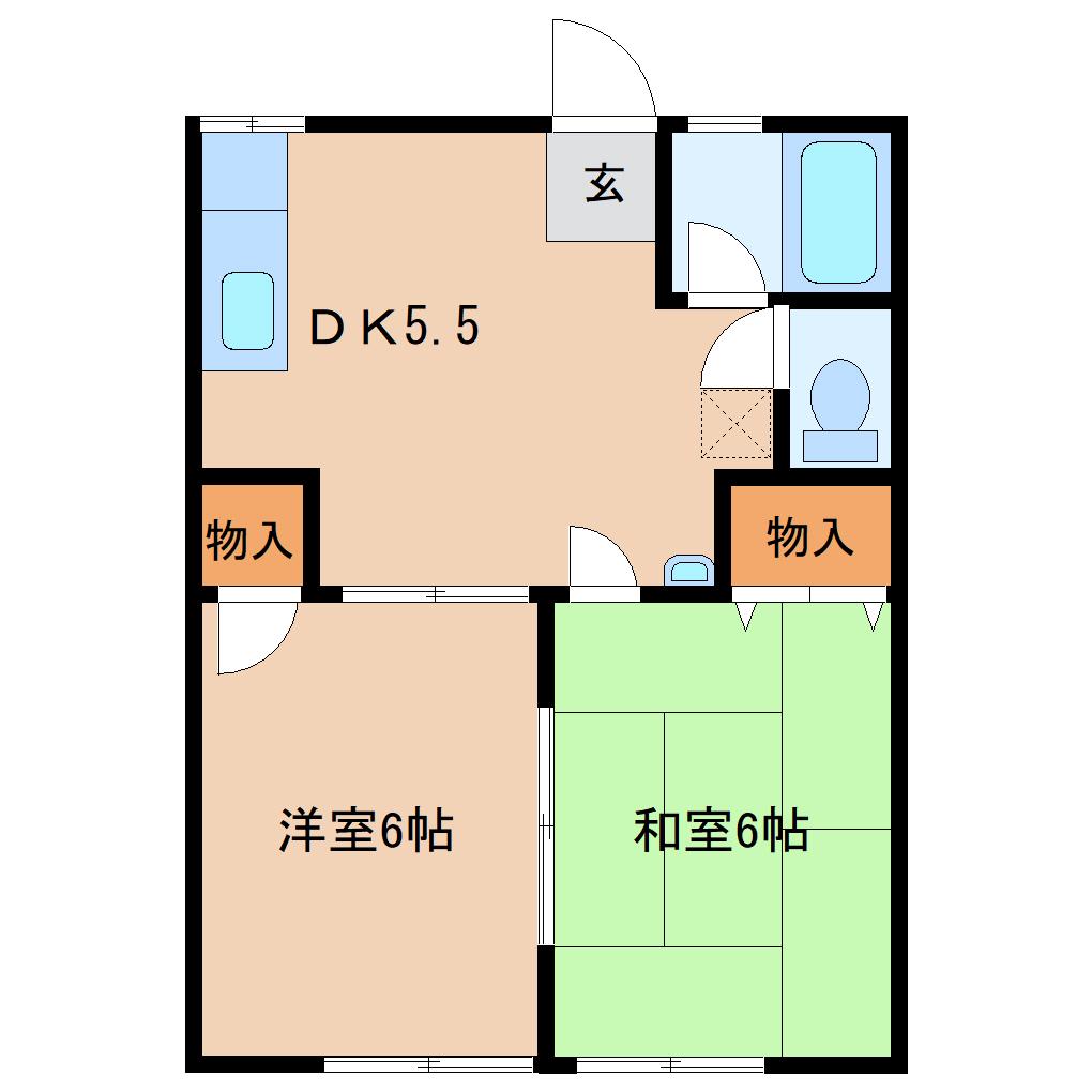 前嶋ハイツA(2DK/1階)の間取り写真