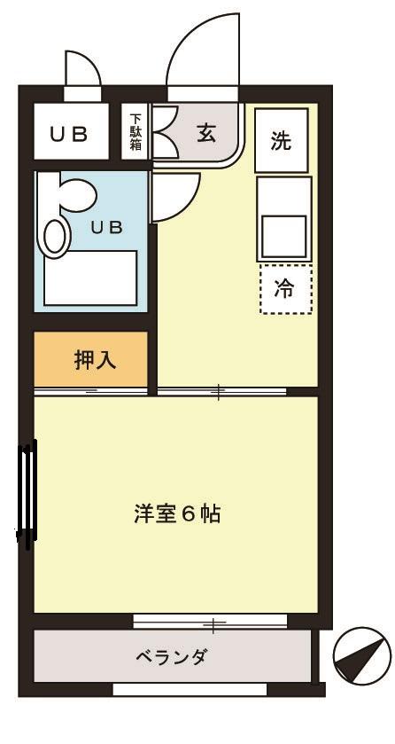 フラワーハイツ(1K/2階)の間取り写真