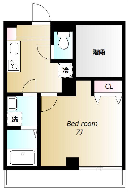 クレストール溝口(1K/3階)の間取り写真