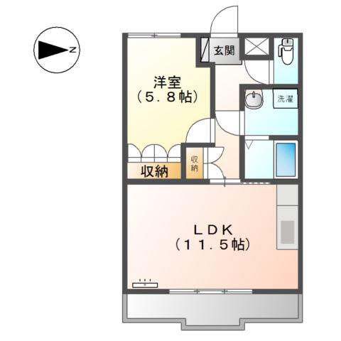 レーベンヒル 1LDK(1LDK/1階)の間取り写真