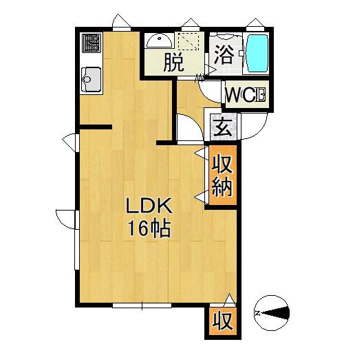 サンヒルズ桔梗野(ワンルーム/2階)の間取り写真