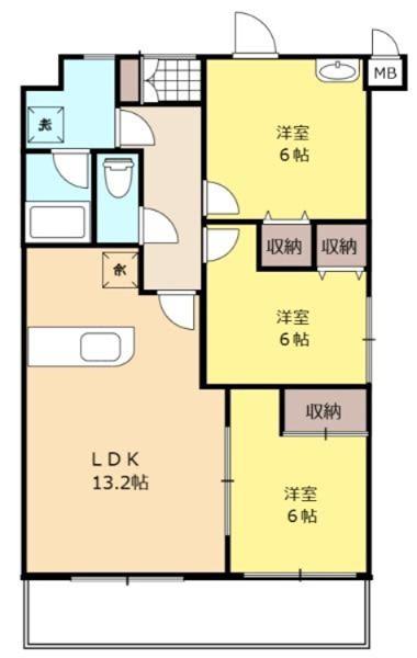 REIIマンション(3LDK/1階)の間取り写真