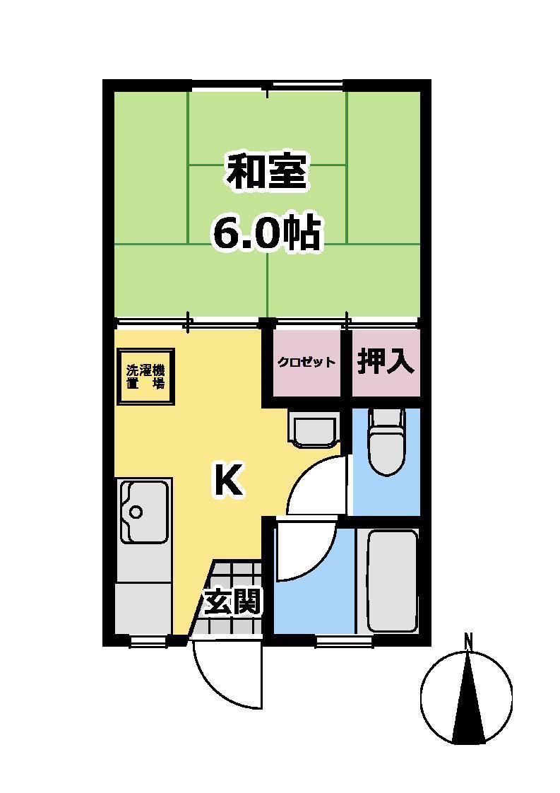 つないコーポII(1K/2階)の間取り写真