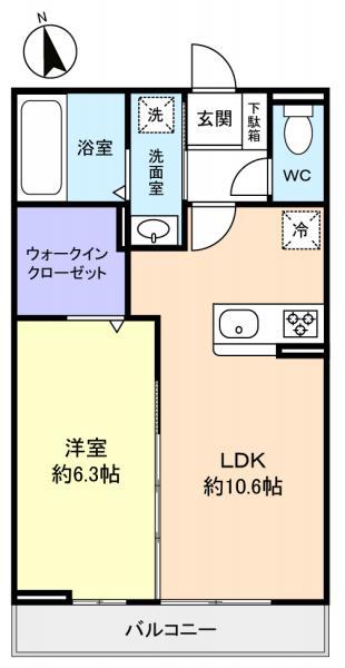 JYUTO津田沼I(1LDK/1階)の間取り写真