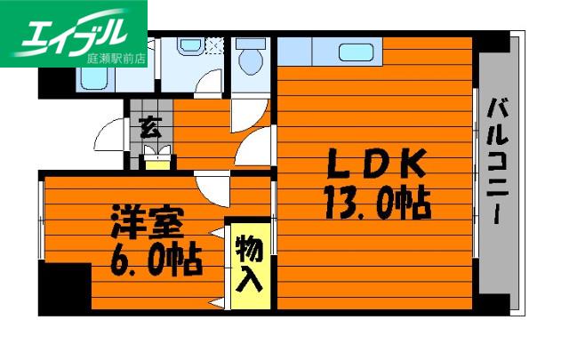 シャインコートチボリ(1LDK/10階)の間取り写真