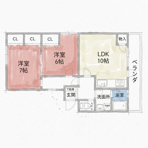 サニーサイド・ベテル(3LDK/2階)の間取り写真