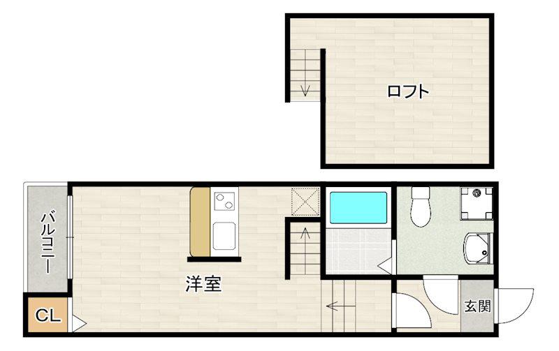 アムール大橋A(ワンルーム/2階)の間取り写真