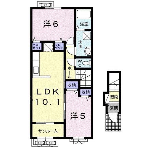 クォーレI(2LDK/2階)の間取り写真