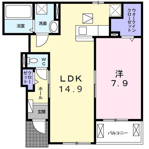 メゾン ド カオル(1LDK/1階)の間取り写真