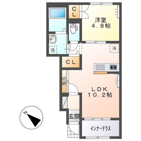 PURUMERIA(1LDK/1階)の間取り写真