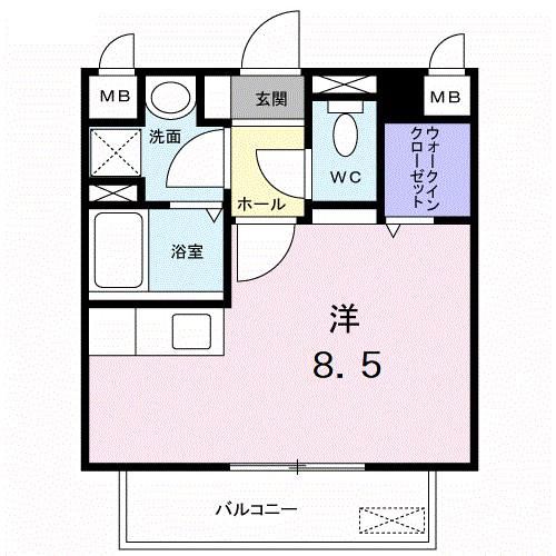 モデルノ・カーサ(ワンルーム/3階)の間取り写真