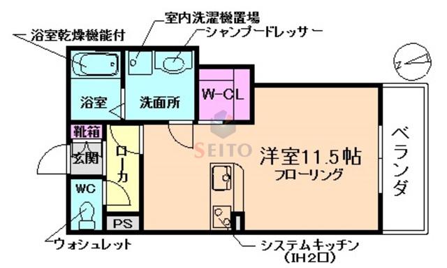 ソレイユ曽根西(ワンルーム/3階)の間取り写真