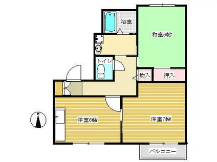 ベルオークス(2DK/2階)の間取り写真