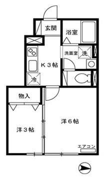 フラッツ泉中央(2K/1階)の間取り写真