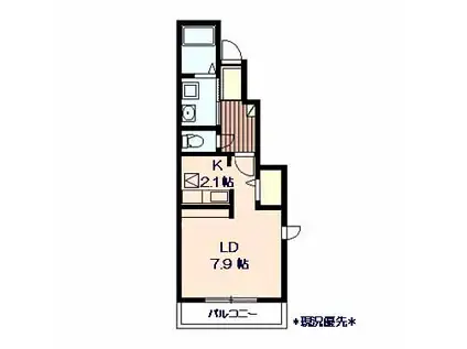 イデアール・ベルデ(1K/1階)の間取り写真