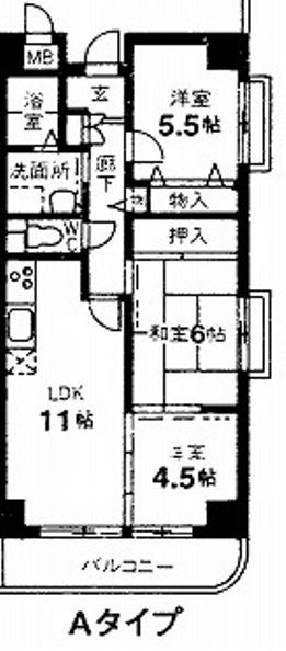 プリムヴェール(3LDK/4階)の間取り写真