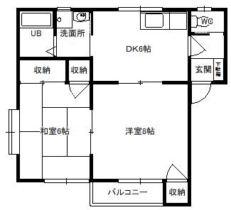 パークハイツサトウ(2DK/2階)の間取り写真