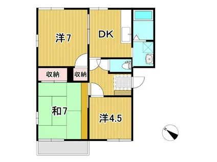 タジリ シーサイドヴィラC(3DK/1階)の間取り写真