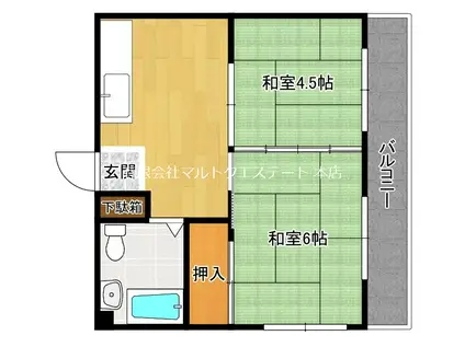 東洋コーポ(2DK/1階)の間取り写真