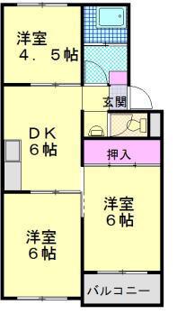 サンシャイン朝田(3DK/3階)の間取り写真