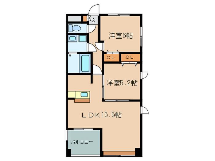 グランパーク天神(2LDK/5階)の間取り写真