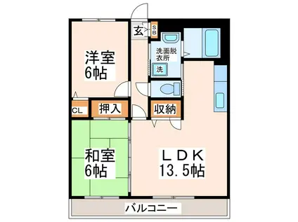 リーブライツ(2LDK/2階)の間取り写真