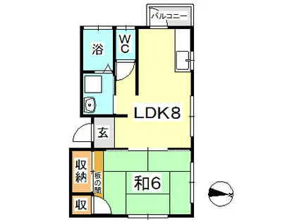 ドミールタキザワ(1LDK/2階)の間取り写真
