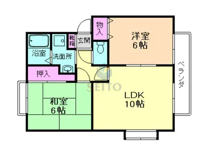 コンフォーレ上野西A棟(2LDK/2階)の間取り写真