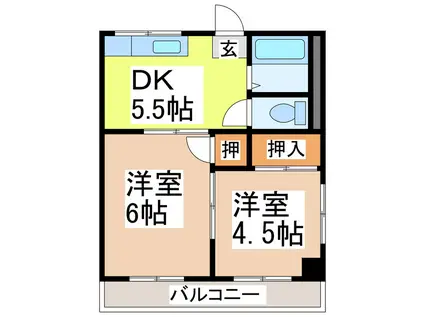 コーポ錦(2DK/3階)の間取り写真
