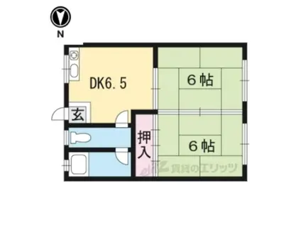 一ツ松アパート(2DK/2階)の間取り写真