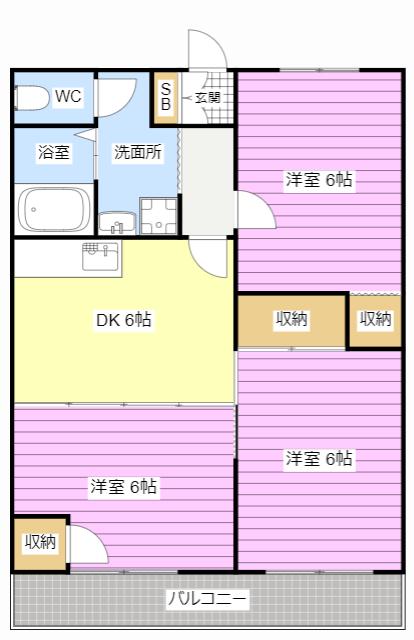 パークタウン宮前 B(3DK/3階)の間取り写真