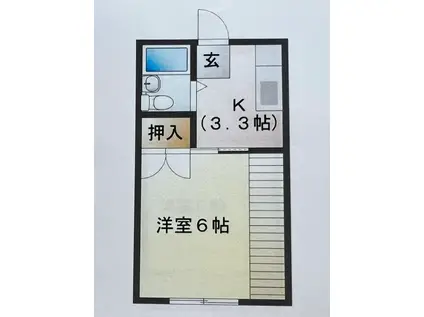 北亀甲ハイツ(1K/1階)の間取り写真